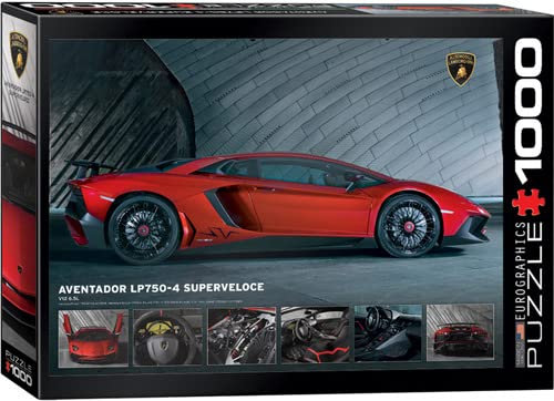 Traumwagen Lamborghini Aventador LP750-4 1000 Teile Puzzle Format 68x48 cm + Deluxe 3er Set Puzzle Zubehör