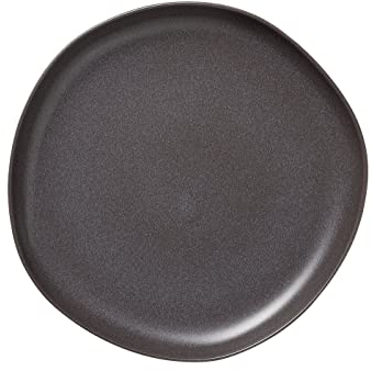 ROCKZZERO 6 Speiseteller im Set - Steingut, spülmaschinenfest und temperaturbeständig - Tellerset aus umweltfreundlichen Rohstoffen - Dunkelgrau - 28 cm Durchmesser