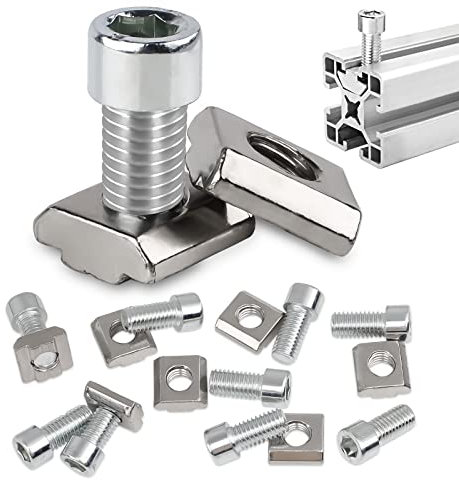 10 Stück Nutensteine M6, T-Nut Schiene M6 mit 10 Stück Schrauben, T-Nut Kohlenstoffstahl Nutenstein, Gewindedurchmesser M6 für C Profil, Aluprofil, Spannpratzen, Aluschiene, T Nut 30 Schiene
