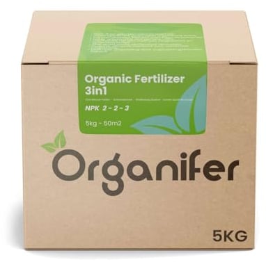 Fumier De Vache 3-En-1 En Granulés - 5 Kg - 50 M2 - Engrais Organique Universel - Npk 2-2-3 - Fertilisants Pour Potager, Gazon, Jardin - À Partir De Fumier De Vache 100% Pur - Organifer
