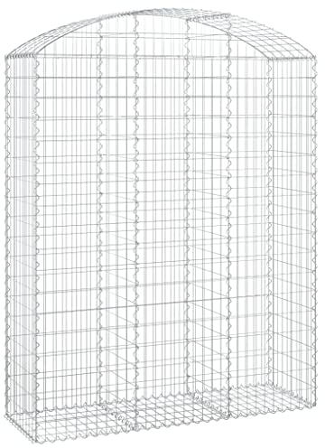 vidaXL Panier de Gabions Arqué Cage à Gabion Mur de Gabion Panier à Pierre Gabion pour Pierre Jardin Patio Extérieur 150x50x180/200 cm Fer Galvanisé