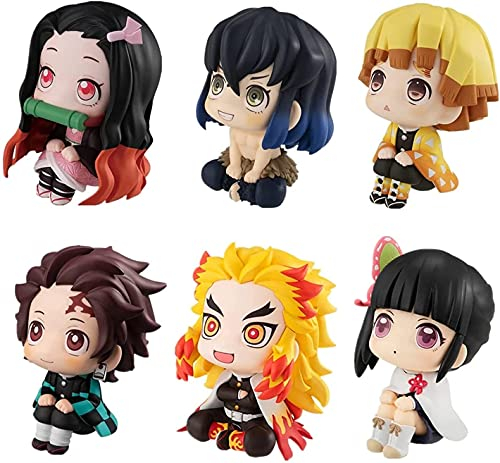 SPIRTUDE 6 Stück Anime Action Figur Anime Sitzende Figuren Tanjiro Nezuko Figur Rengoku Spielzeug Home Decolate Geschenke für Weihnachten Geburtstag