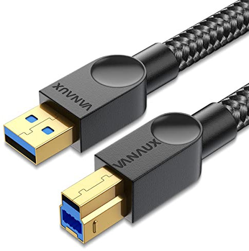 VANAUX USB 3.0 Cable B Male to USB A Data Cable USB 3 Type B Cord Compatible with Docking Station, External Hard Drivers, Scanner and More-Black (10feet/3m)