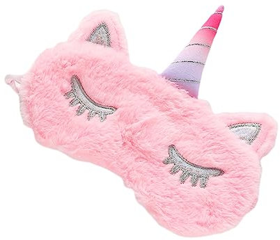 Healeved De Ojos De Unicornio De Peluche Rosa Cubierta Opaca Para Dormir y Viajar Diseño Creativo y Adorable Para Fiestas