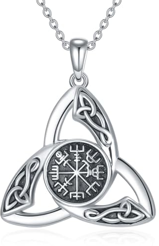 YAFEINI Wikinger Halskette 925 Sterling Silber Keltischer Knoten Anhänger Kette Vegvisir Anhänger Halskette Wikinger Amulett Schmuck für Herren Damen (Keltischer Halskette)