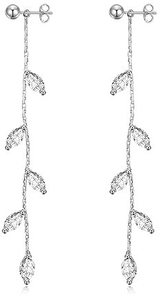 Philip Jones Silver Plated Leaf Dangle Earrings Created with Zircondia® Crystals