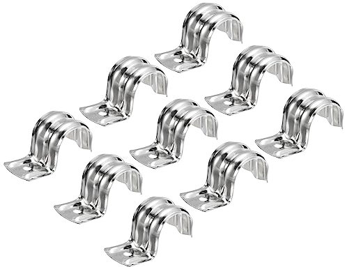 sourcing map 50pcs 20mm Attache Fixer Grillage Rigide Traille Tube Collier Serrage Clip Fixation pour Tuyau Un Trou Sangles R Forme Support Inox Acier