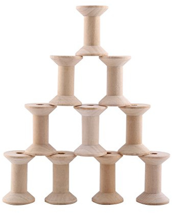 Wifehelper 10 Stück Holz Garnspulen, Naturholzfarbe, 47 x 31 mm, 6,8 mm Lochdurchmesser, für Garn, Schnur und Draht