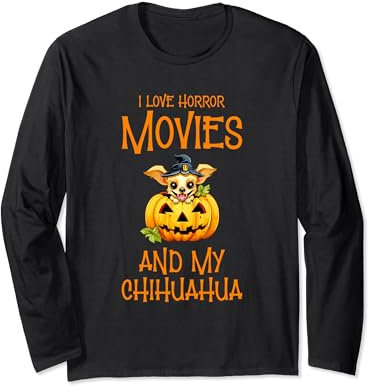 Ich liebe Horrorfilme Halloween Party Tag Trick or Treat Hunde Langarmshirt