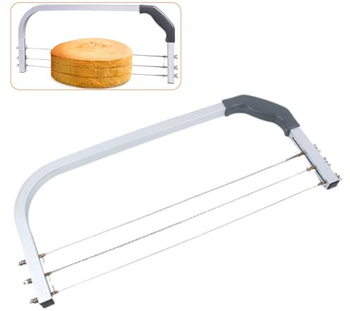 Nivelador de Pasteles Ajustable, Herramientas para Hornear de Acero Inoxidable, Cortador de Rebanador de Pasteles de 3 Cuchillas, Cortador de Rebanador de Capas Profesional,