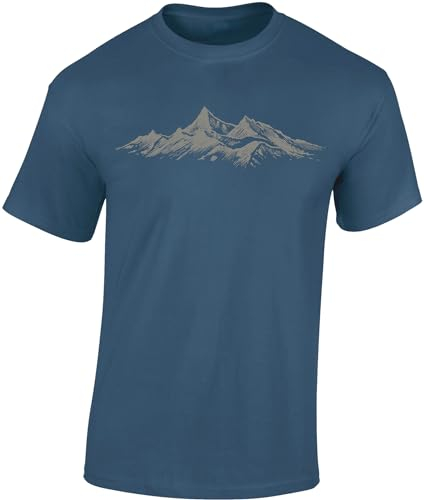 Baddery T-shirt de randonnée pour hommes : Sommet des Alpes - T-shirt d'escalade pour hommes - Cadeau pour les amateurs de randonnée - Équipement d'alpinisme, Bleu jeans, XL