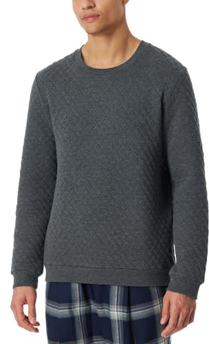 Schiesser Herren Schlafshirt Langarm Rundhals-Feinripp Organic Cotton-Mix + Relax Pyjamaoberteil, dunkelgrau-gem_182041, 58