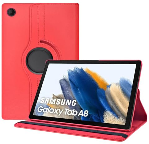 Gocob Case For Samsung Galaxy Tab A8 10.5 (2021) (SM-X200/X205/X207), 360 Rotating Stand Leather Cover (Red)
