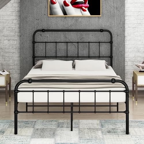 Realhotan Queen-Size-Bettgestell und Kopfteil – Plattform-Bettgestell für King-Size-Betten mit 45,7 cm Stauraum, einfache Installation, kein Boxspringbett erforderlich (schwarz)