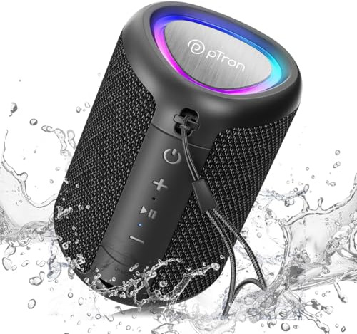 pTron Fusion Mount Mini Bluetooth Speaker with 12W Immersive Sound, 10H Playtime, RGB Lights, Multi-Playback Modes-BT5.1/TF Card/Aux-in Port, TWS Feature & Type-C Charging (Black)
