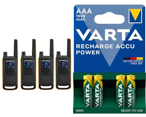 Motorola Talkabout T82 Extreme Quad PMR Funkgerät (Bis zu 10 km Reichweite & VARTA Batterien AAA