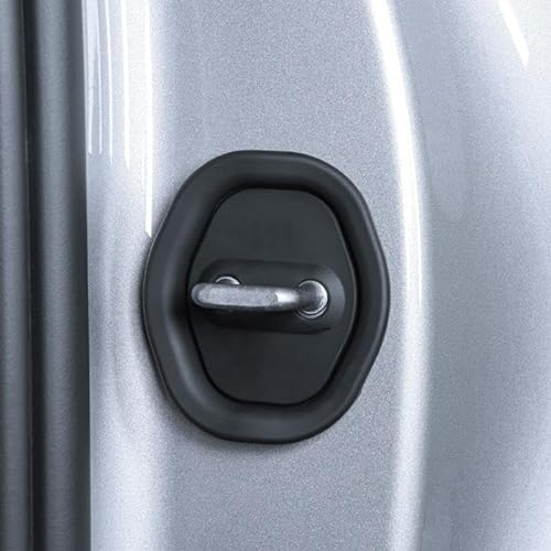 zjxyqw 4 Stück Auto Türschloss Abdeckung für Skoda Yeti Superb Octavia Fabia Karoq Kamiq Kodiaq, Türverriegelung Schnallenschutz Edelstahl Türschloss Schutzhülle ZubehöR,A/Black2