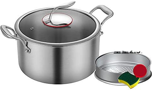 Marmite à vapeur/marmite à soupe en acier inoxydable 316 à 5 couches, faitout domestique, gaz électromagnétique épaissi, grande capacité (taille : 28 cm) (26 cm)