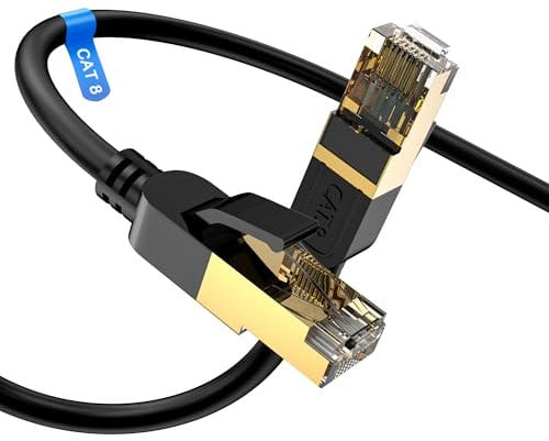 cat gruciso Cat8 Ethernet Cable 0.5M, High-Speed 40Gbps 2000MHz Network Cable Braided Gigabit Gold Plated RJ45 Connector, Outdoor&Indoor Internet for Xbox PS4/5 Modem Router PC