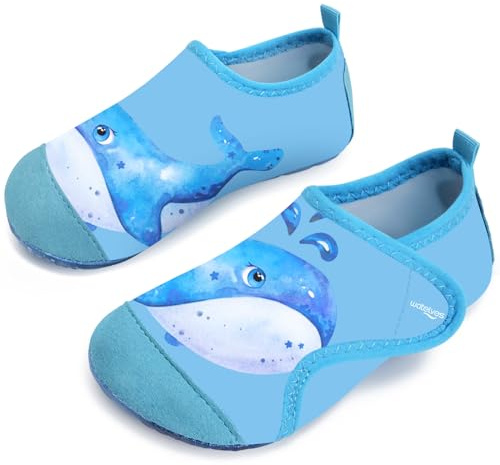 Kids Water Shoes Boys Toddles Baby Beach Shoes Swim Shoes Aqua Pool Swimming Socks Quick Dry Non-Slip for Children's Barefoot Shoes（BigWhales Blue 32/33）