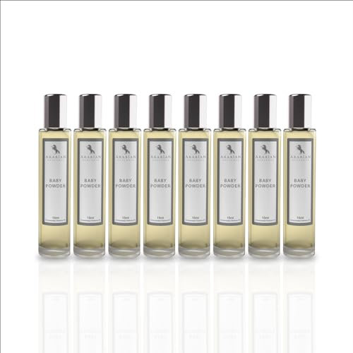 Arabian Opulence FR50 BABY POWDER Roll-on Parfümöl | Konzentriertes Parfüm Körperöl | Langanhaltendes Parfüm auf Ölbasis für Männer und Frauen | Reisegröße Alkoholfreies Flasche (15ml, 8er-Pack)