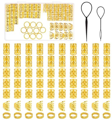 Kit de 72 Accessoires Capillaires Viking, Réglable Dreadlocks Perles Métal Bijoux de Tresse Spirales Pour Cheveux Perles de Cheveux Vikings Spiral Coils Convient aux Passionnés de Style Nordique