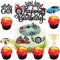 Gyufise 25Pcs Car Happy Birthday Cake Topper Race Car Cupcake Toppers Racing Car Theme Cake Decoration for Trophy Flag Race Car Theme Kids Birthday Party Supplies