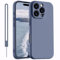 Kukiwhy für iPhone 16 Pro Hülle Silikon Case,Dünne mit Microfiber Hanyhülle für iPhone 16 Pro 5G aus flüssigem Silikon,Kratzfeste und stoßfeste Schutzhülle für iPhone 16 Pro Case 6.3''(2024) Blau Grau