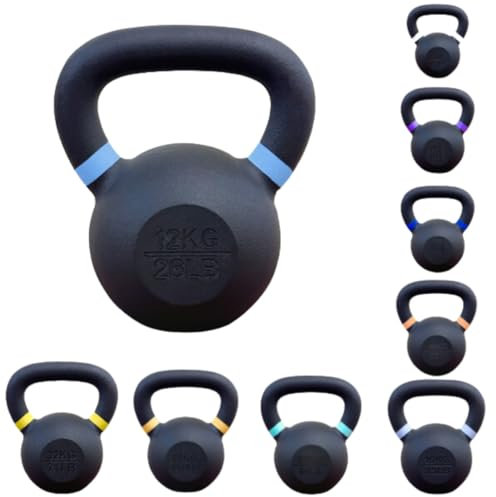 Kettlebells Weights Cast Iron Workout Home Gym Fitness Strength Training Premium Quality Toning Muscle Growth Lifting Equipment Exercise Easy Grip Handle 2kg 4kg 6kg 8kg 10kg 12kg 16kg 20kg 24kg 28kg