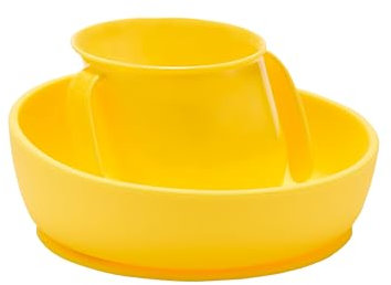 Doidy Tasse und Schüssel Geschenkset, ab 6 Monaten, Silikon rutschfeste Saugnapfschale und offener Becher für Training und Essenlernen & Trinken, Entwöhnung & Füttern Essentials für Babynahrung (Gelb)