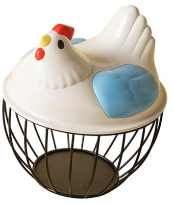 Qianly Chicken Egg Basket Metal Wire Chicken Egg Storage Basket Egg Storage Container for Fruit, Blue Black Stripe