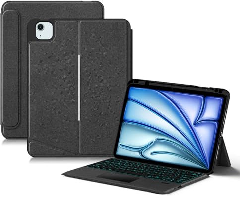 HENGHUI Tastiera retroilluminata per iPad Air 11 (M3/M2)/iPad Air 5a/4a generazione 11/Pro 11 4a/3a/2a/1a generazione con trackpad supporto modalità ritratto tastiera magnetica staccabile