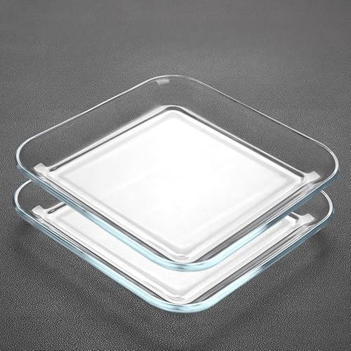 Supercap - Tempered Glass Dinner Plates, Clear Dessert Plates, 7inch Square Salad Plate, Glass Serving Plate Set for Kitchen, Dishwasher Safe