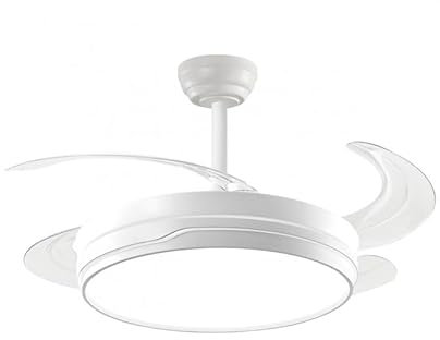 Citymart Ventilador de Techo LED con Aspas Retráctiles, Silencioso con Mando a Distancia motor DC 30W+Luz Led 54W, 6 velocidades con Memoria de la luz (Blanco Nelo)