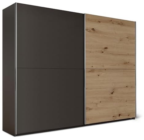 MESIO Kleiderschrank in Artisan Eiche Optik, Graphit - Vielseitiger Schwebetürenschrank 2-türig mit viel Stauraum - 270 x 210 x 60 cm (B/H/T)
