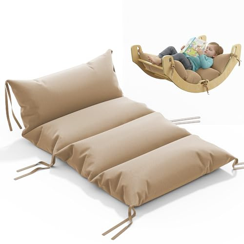 COSYLAND Kletterbogen Kissen 50×100 cm – Weiches Kissen für Kletterbogen, Sonnenliege & Gartenstuhl, rutschfest, Faltbar, Vielseitig Einsetzbar - Beige