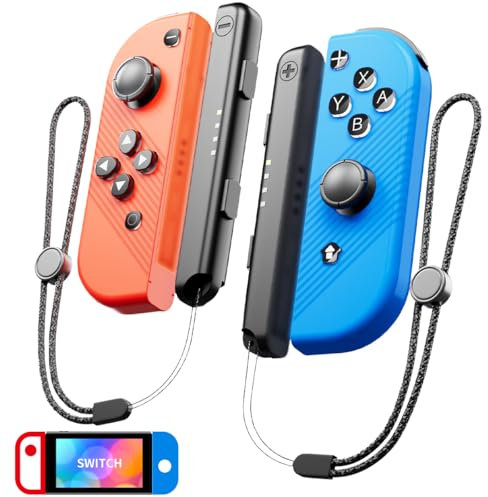 CAWOOSOO Replacement Wireless Controllers for Switch/Lite/OLED Joypad, 6-Axis Gyroscope & haptic feedback & 500 mAH battery & Motion Sensing, (Classic Red and Blue)