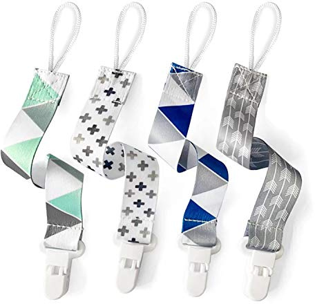 PandaEar Clip Portaciuccio per Bambini Colore Unito, Confezione da 4 Laccetti Universali per Bambini e Bambine, Giocattoli da Dentizione (Neutro)