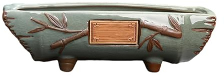 Rechteckige große Blumentöpfe, Keramik-Blumentöpfe im chinesischen Stil | Vintage, atmungsaktiv, kreativer Übertopf mit Drainageloch, dekorativ for den Außenbalkon