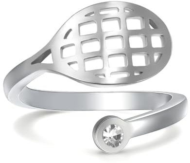 VASSAGO Volleyball Basketball Softball Baseball Fußball Tennis Schläger Pickleball Ring für Damen Teenager verstellbarer Sportschmuck Geschenke für Tochter Sportfans