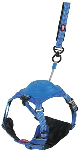 Zolux Easy Ride Geschirr für Hunde, integrierte Rollleine, 1,3 m, Größe S, Blau, reflektierende Streifen, atmungsaktiver Stoff, 5-12 kg, Brustumfang 41-54 cm