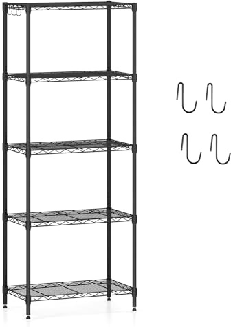 COSTWAY Estantería Metálica de 5 Niveles, 59 x 34 x 152 cm | Estanterias Almacenaje con Estante Ajustable, Rejilla de Alambre, Carga 340kg, Garaje, Cocina, Dormitorio