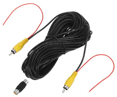 QUARKZMAN Câble Vidéo RCA Pour Caméra De Recul, 15m/49.2ft Câble D'Extension Vidéo RCA Pour Caméra De Recul De Voiture & Fil De Détection Pour Camion Bus SUV, Mâle À Mâle, Avec Coupleur