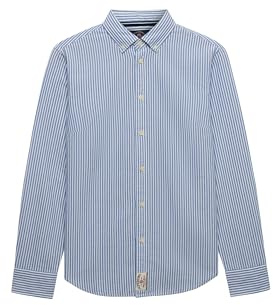 Superdry Damen Oxford Langarmhemd mit schmaler Passform Azurblau Gestreift Oxford 42