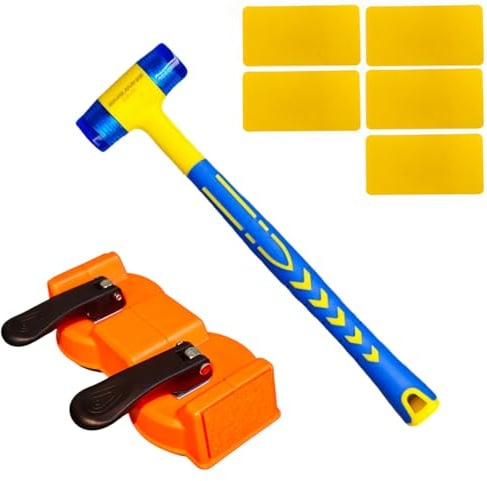Werkzeugset für die Reparatur von Fußbodenspalten mit Doppelsaugplatten, einschließlich Saugkopf und Hammer, plus 5 zusätzliche Klebebandstücke für Werkzeuge mit tieferen Texturen aus Laminat/Ethylen.