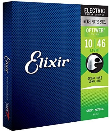 Elixir Cuerdas para guitarra eléctrica Strings con recubrimiento OPTIWEB, calibre ligero (.010-.046)