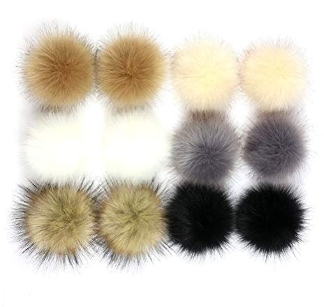 Supvox Fellbommel Faux Fuchspelz Flauschigen Pompom Ball für Auto Schlüsselanhänger Tasche Deko 10cm 12 Stück (Mischfarbe)