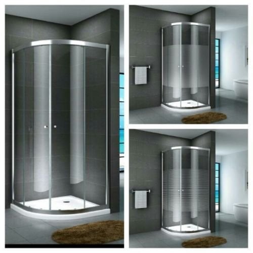 Duschkabine Eckdusche Viertelkreis Duschabtrennung Glas Runddusche 5 cm Fulda, Größe:90 x 90 x 190 cm, Dusche_Amazon:Gestreift | ohne Duschtasse & Ablauf