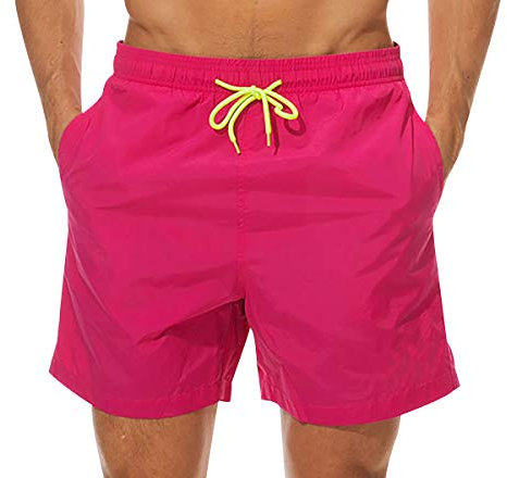 Short de Bain Homme Court Maillot de Bain Homme Séchage Rapide Boardshort Short de Bains Hommes Mayo Boxer de Bain Homme Piscine Shorts de Bain Natation Plage Calecon de Bain Grande Taille Rose L
