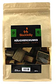 BlackSellig Räucherchunks Cognacfässer – Grillholz für edles BBQ-Aroma aus Fassholz (1kg)